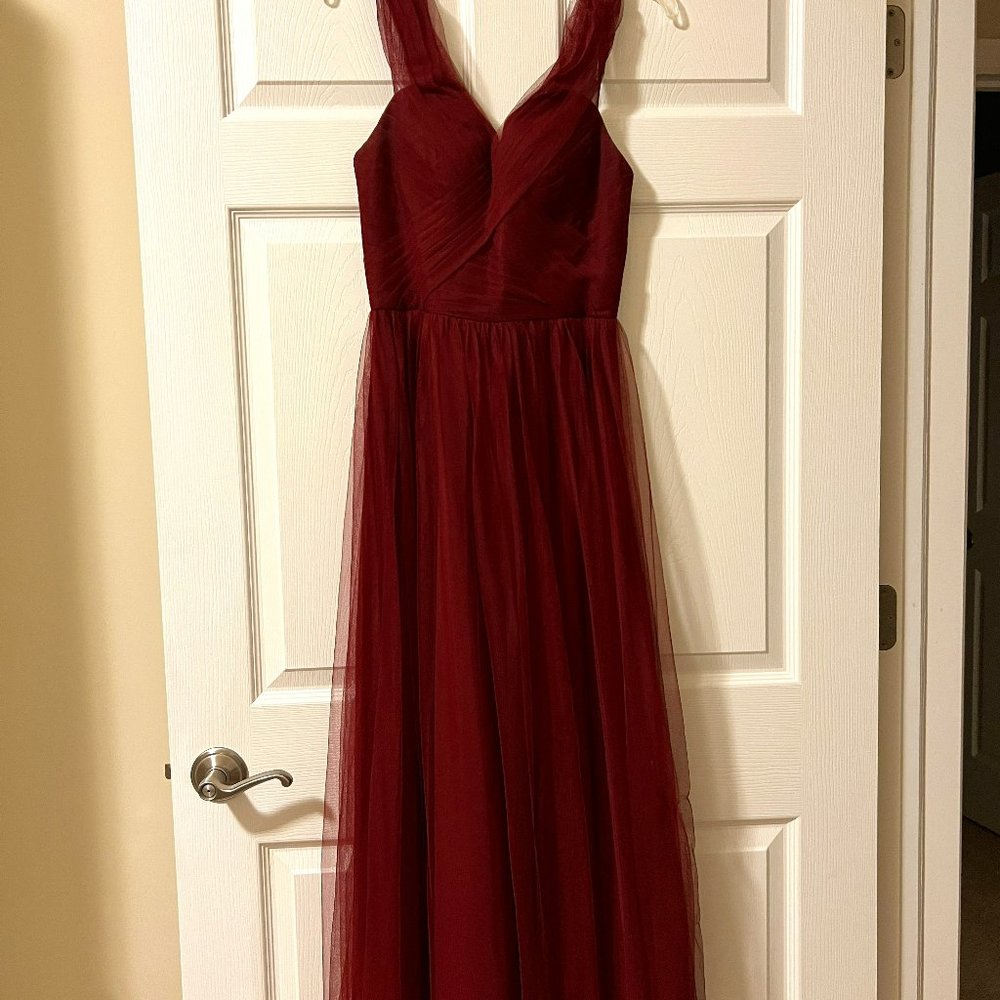 Tulle & Chantilly Burgandy Tulle Dress